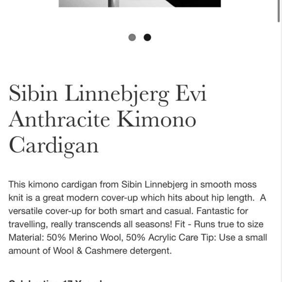 SIBIN LINNEBJERG EVI ANTHRACITE KIMONO CARDIGAN (M) - Picture 15 of 15